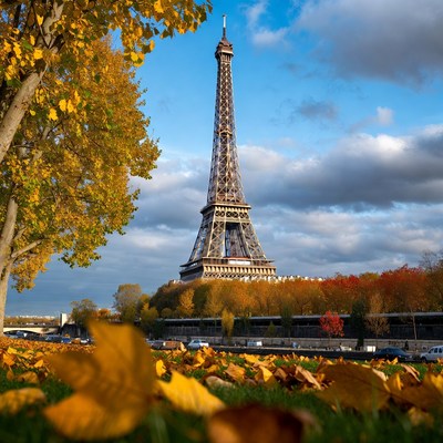 Autumn view of eiffel tower