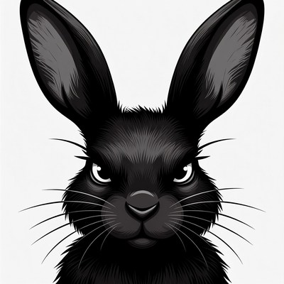 Black rabbit with sharp eyes