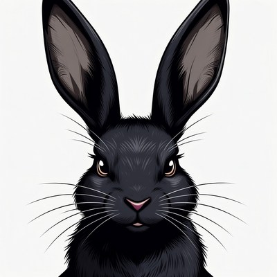 Black rabbit with large ears