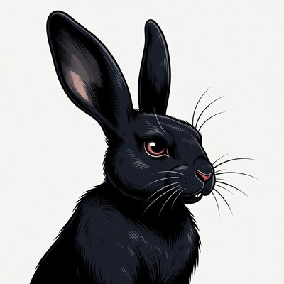 Black rabbit with detailed features