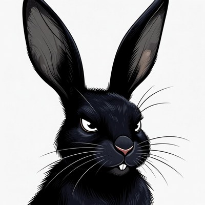 Black rabbit with large ears