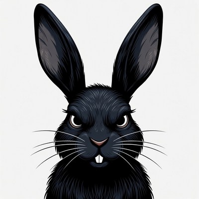 Black rabbit staring at the viewer