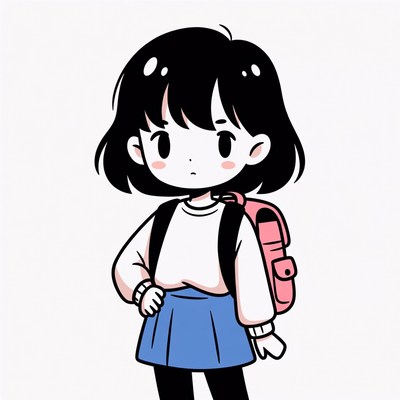 Girl with backpack at school