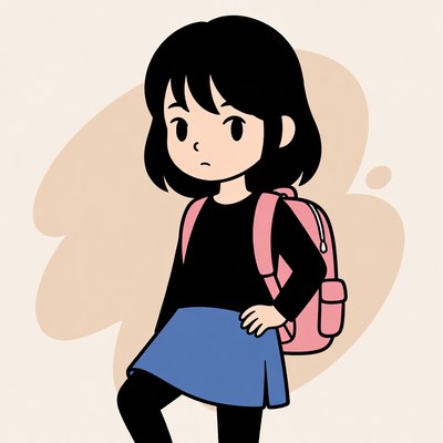 Girl with backpack standing still