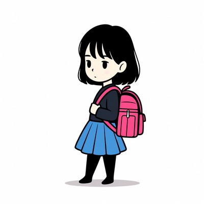 Girl with pink backpack standing