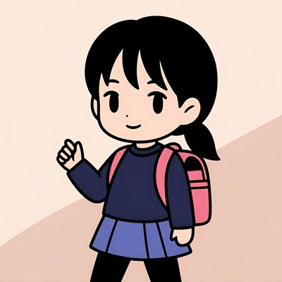 Child walking to school with backpack