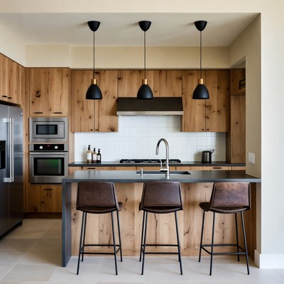 Modern kitchen with wooden accents and island
