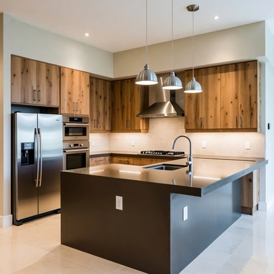 Modern kitchen with stainless steel features