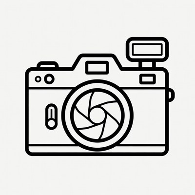 Camera outline on a plain background