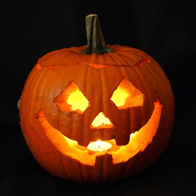 Pumpkin with candle light for halloween