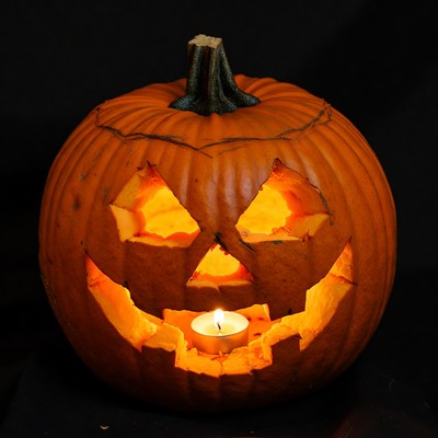 Pumpkin with candle for halloween
