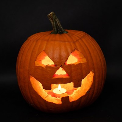 Pumpkin with candlelight glow for halloween