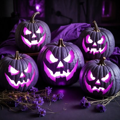 Purple pumpkins for halloween decor and fun
