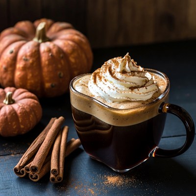 Coffee with whipped cream and spice