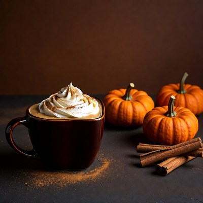Pumpkin drink with festive decor