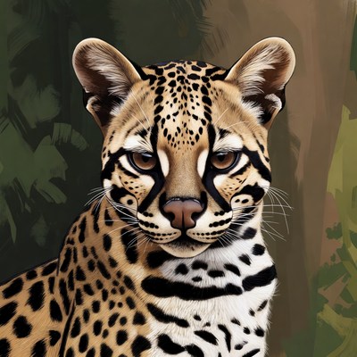 Detailed portrait of a jaguar