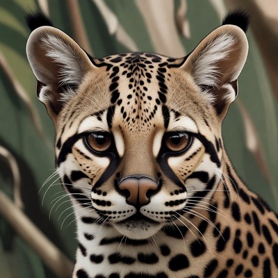 Close view of a wild cat face in natural setting