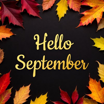 Autumn leaves frame september greeting