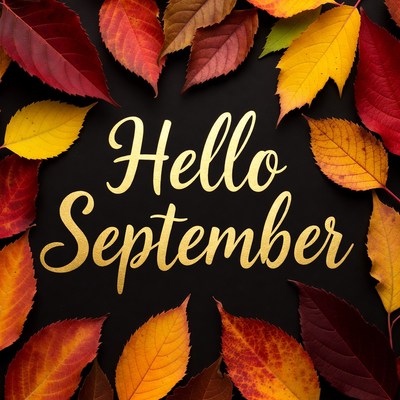 Welcome september with autumn leaves
