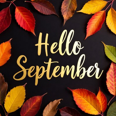 Leaves and welcome message for september