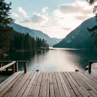 Scenic view of lake and mountains