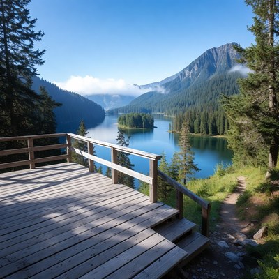 Stunning view of lake and mountains