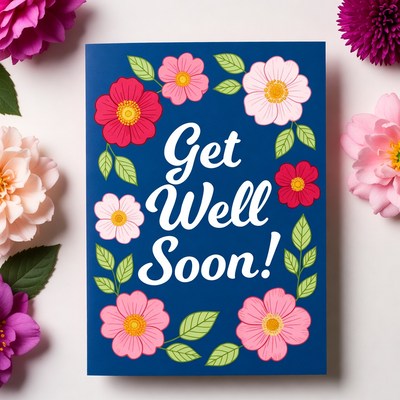 Get well soon card with flowers