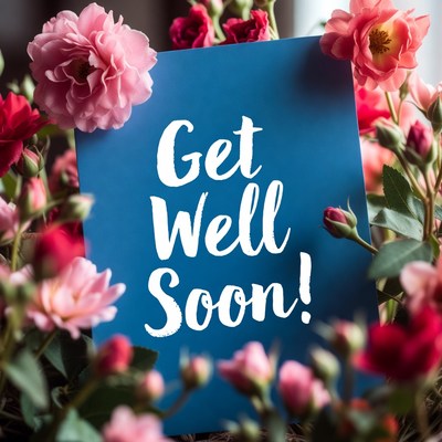 Get well soon card with flowers