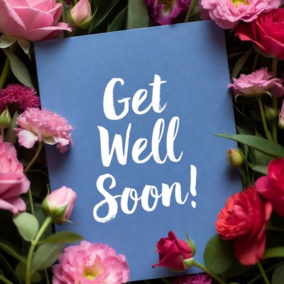 Greeting card among flowers