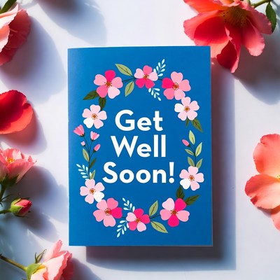 Get well soon card with flowers