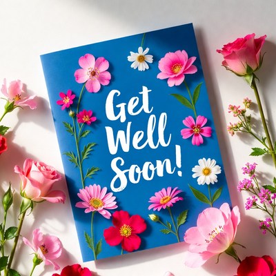 Get well soon card with flowers
