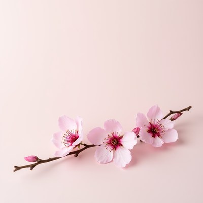 Blossoms on a branch against pink background