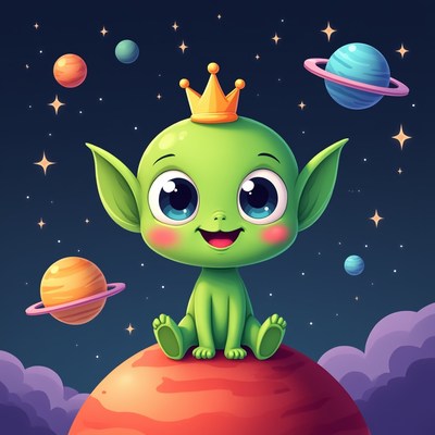 Green character sits on planet