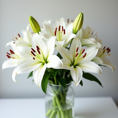 White lilies in a clear vase