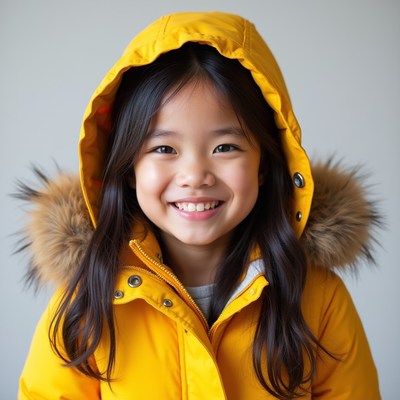 Smiling girl with winter coat