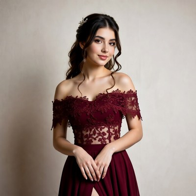 Elegant woman in red dress