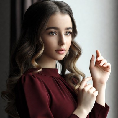 Young woman by the window looking thoughtful