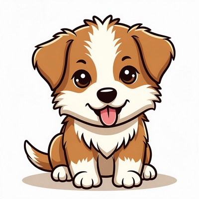 Cute brown and white puppy sitting