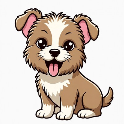Cute cartoon dog sitting happily