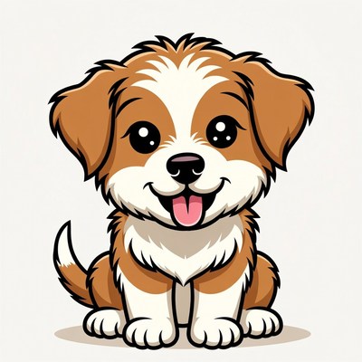 Cute cartoon puppy sitting happily