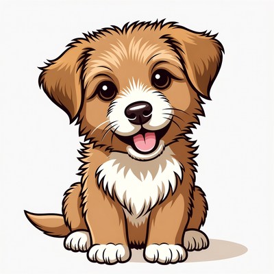 Cute puppy sitting and smiling