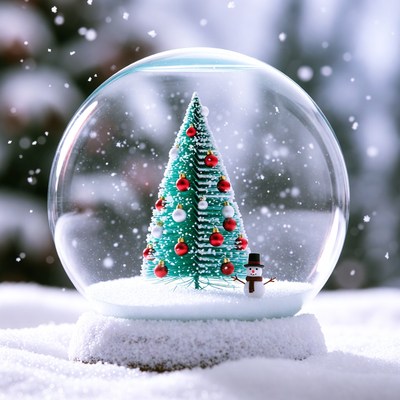 Snow globe with christmas tree and snowman