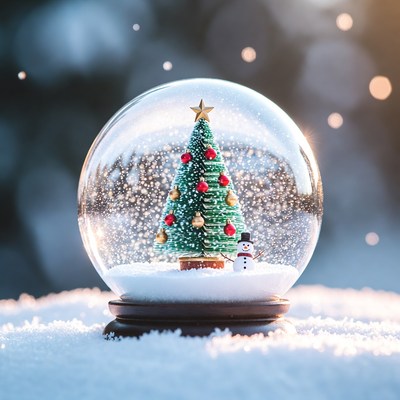 Snow globe with tree and snowman
