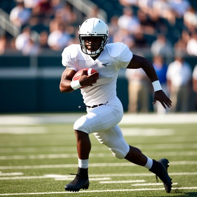 Running back plays during football practice