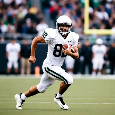 Football player runs with ball during game