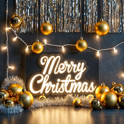 Bright christmas decor with lights and ornaments