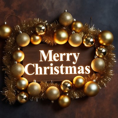 Golden christmas decoration display