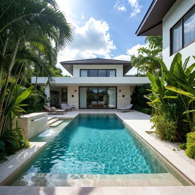 Modern villa with pool in sunny location