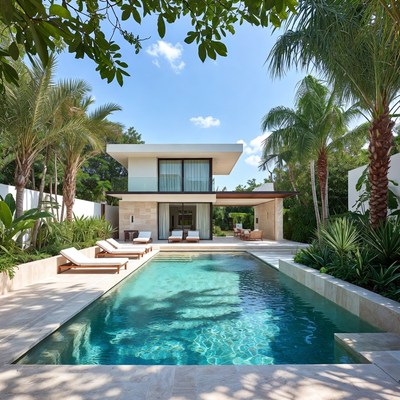 Luxury villa with pool in tropical setting