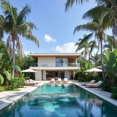 Luxury villa with pool in tropical setting